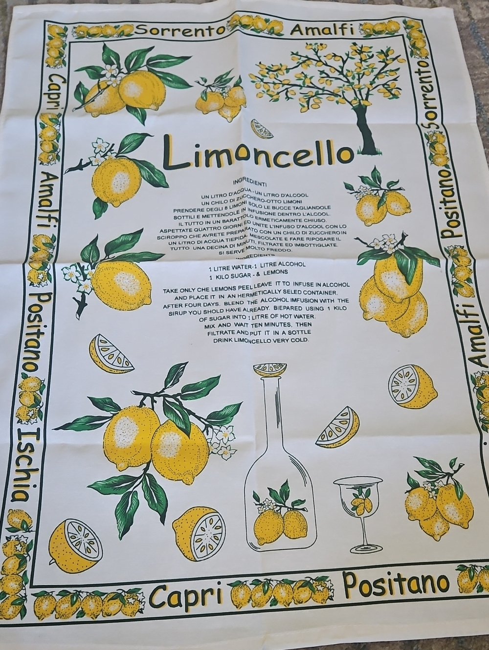 Limoncello Lemon Print Kitchen Towel